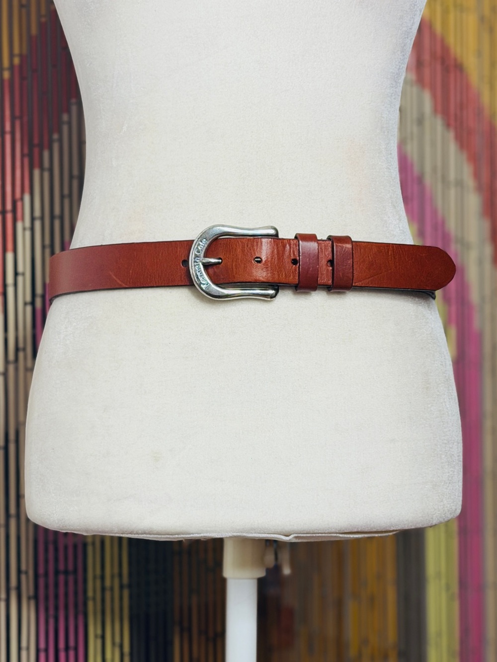 Vintage Kenneth Cole Italian Leather Belt with Brass Buckle